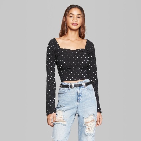 Honey Fable Black polka dot crop top - Picture 6 of 6